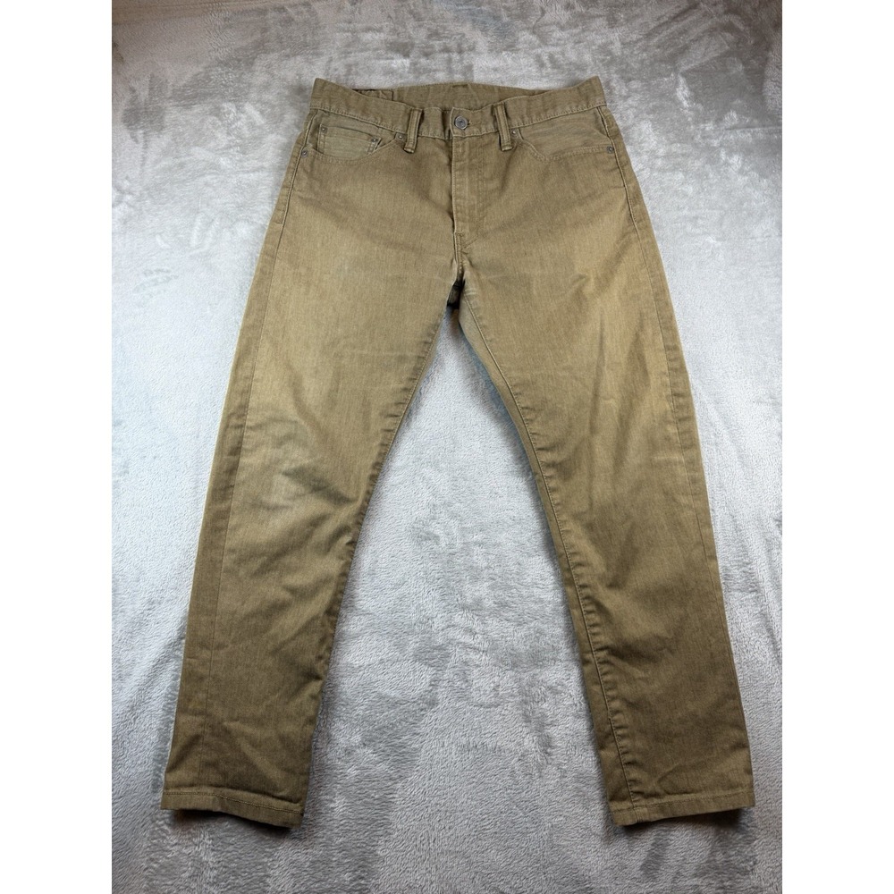 Levis 513 Jean Mens 32x30 Slim Straight Jeans  Khaki Brown Tan Pants Hemmed 27.5